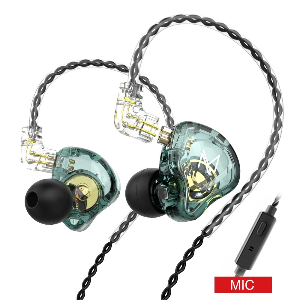 Trn  mt1 hifi in-ear-kopfhörer, dj-monitor-kopfhörer, ohrhörer, dynamischer sport-kopfhörer mit geräuschunterdrückung, iem-headset, kz edx  ed9 trn  ta1 m10 st1: Grün mit mikrofon