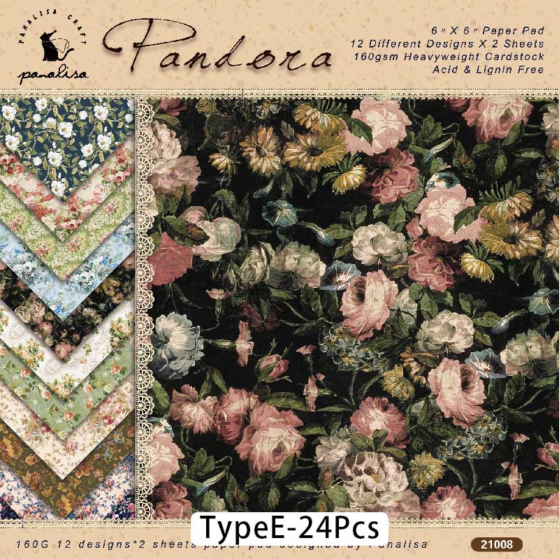 24 Sheet Vintage Butterfly Flower Craft Paper Scrapbooking Material Paper Junk Journal Decorative Paper Album Scrapbook Paper: TypeE-24Pcs