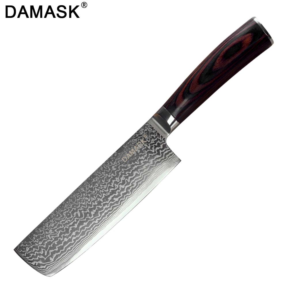 Damask couteaux de cuisine en acier | VG10 de supérieure, damas manche G10 utilitaire de parage, Santoku hachage couteaux de cuisine, Chef: 7 Chopping Knife