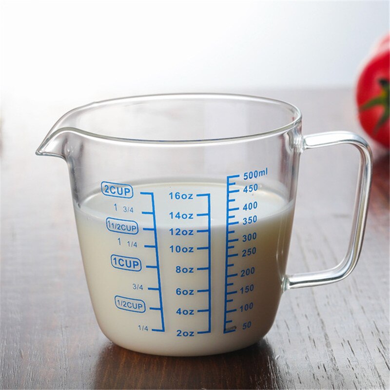 250/500ml Glass Measuring Cup Heat Resistant Milk Jug with Scale and Lid Microwave Safe Tea Coffee Pitcher Baking Tools