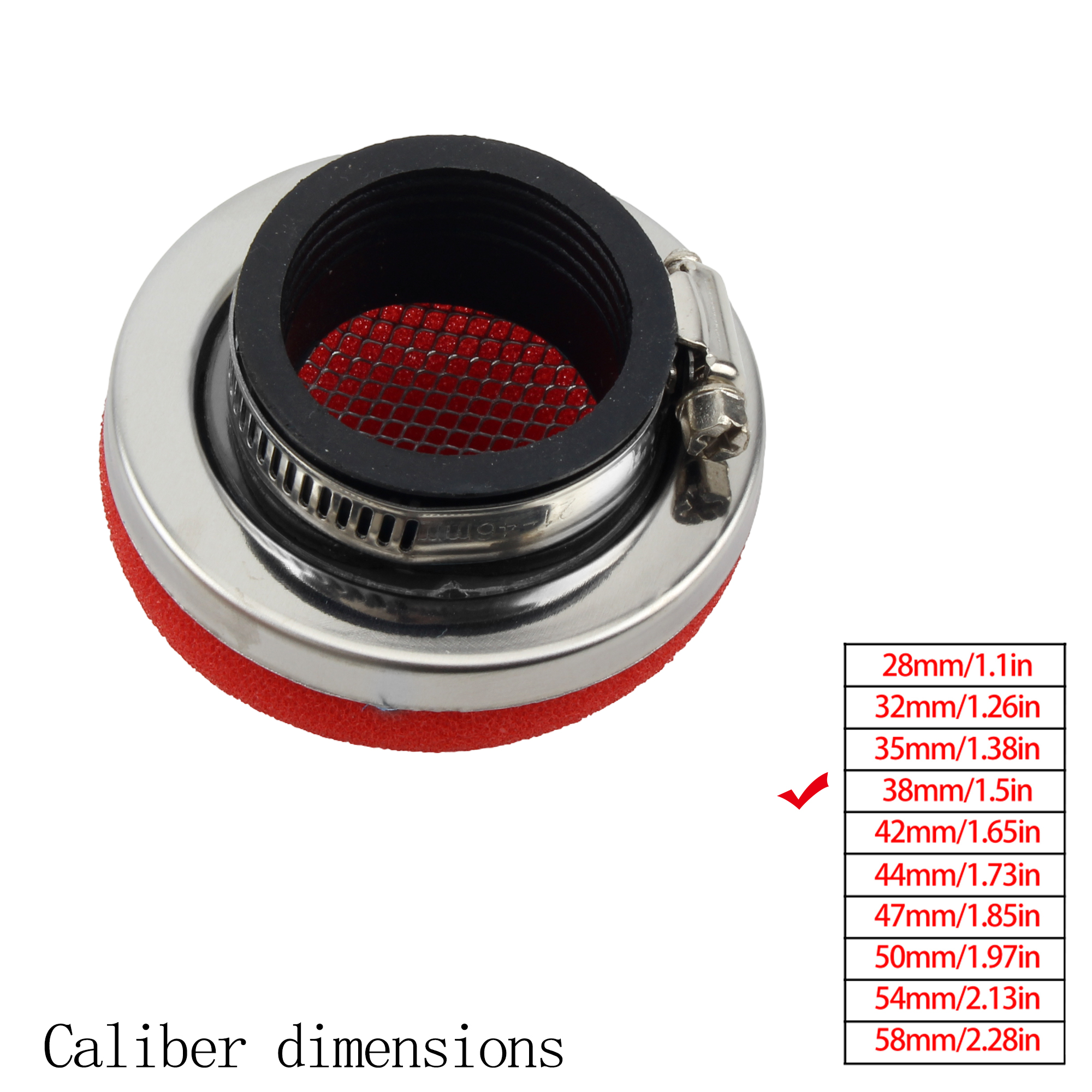 Moto Filtro aria Pulitore Filtro aria 2 tempi Motore sporco fossa bicicletta scooter 28/32/35/38/42/45/50/54/58 MILLIMETRI Parti di Moto: giallo