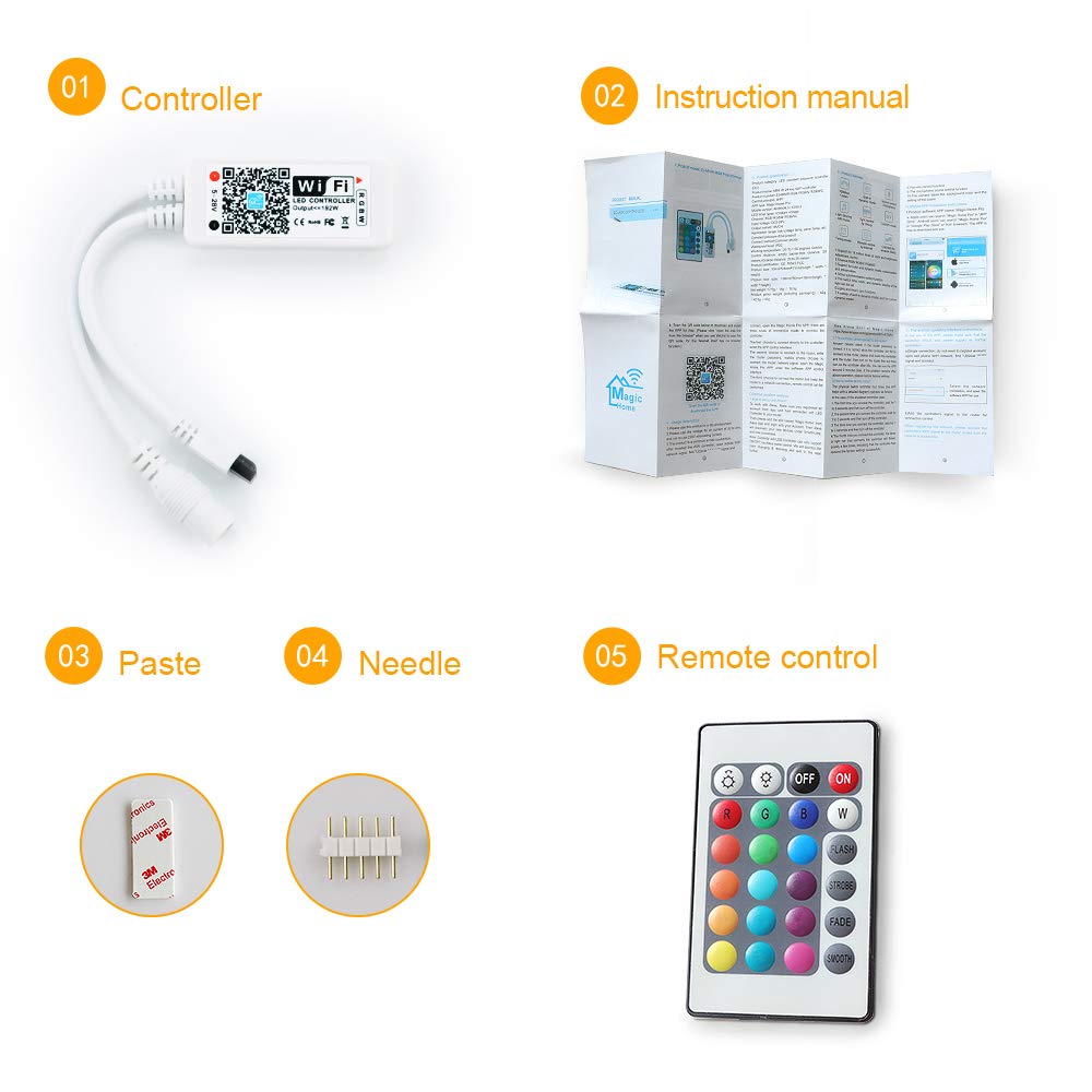 WiFi Wireless LED Smart Controller Alexa Google Home IFTTT Compatible,Working with Android,iOS System,RGBW Strip Lights ST202