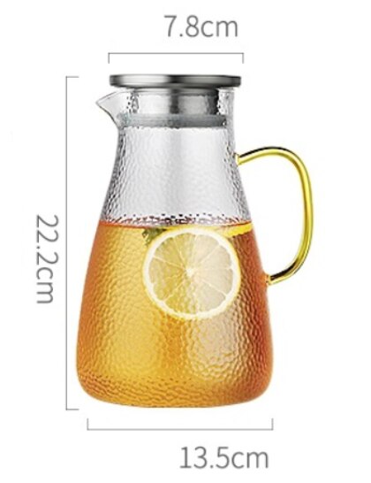 High Capacity Glass Water Jar Juice Lemonade Jug Flower Tea Pot /Cold Water Pitcher Heat-Proof Transparent Office Teapot: 2000ml