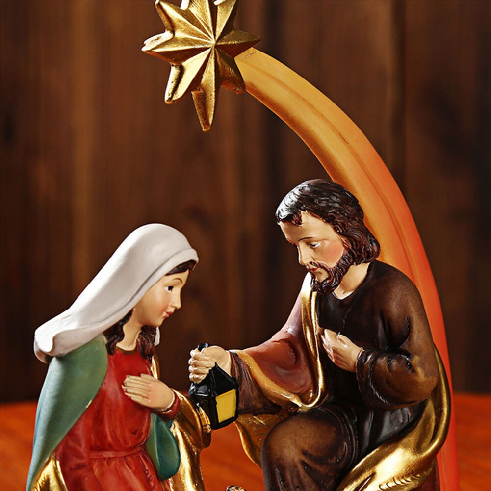 Handgeschilderde Verzamelaars Pasen Desktop Hars Ornamenten Home Decor Kerststal Familie Heilige Standbeelden Europese Stijl Mini Beeldje