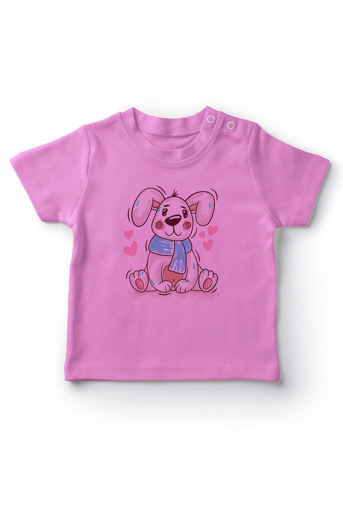 Camiseta menina do bebê do cão bonito do portador do lenço do bebê de angemiel rosa