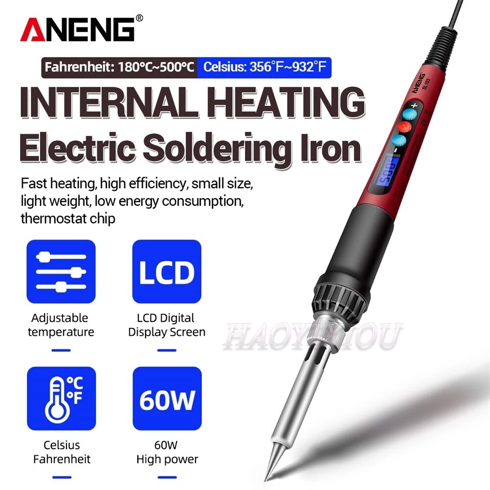ANENG SL103 Digital Electric Soldering Iron 240V 60W Temperature Adjustable Welding Repair Tool With Soldering Tips