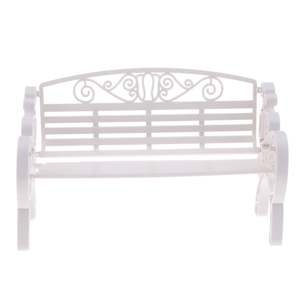 Dollhouse Miniature Furniture Garden Park Bench, 1:6 Scale Dollhouse Furnishings: White