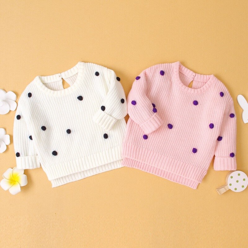 Winter Warm Kids Casual Trui Baby Meisje Pluche Bal Gebreide Bovenkleding Kleding