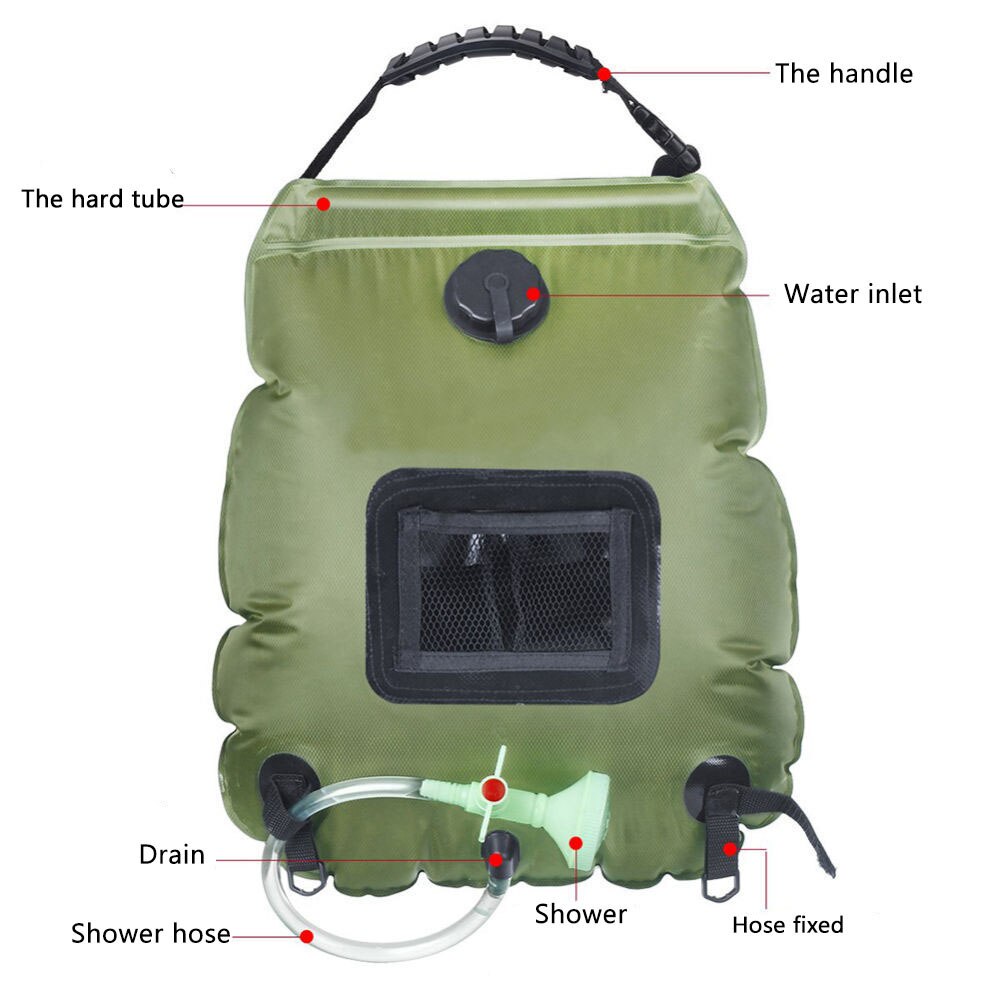 draussen Camping Tragbare 20L Dusche Taschen Schlecht Wasser Tasche Kapazität Sonnenschein Wärme Wandern bat Klettern Wasser Tasche