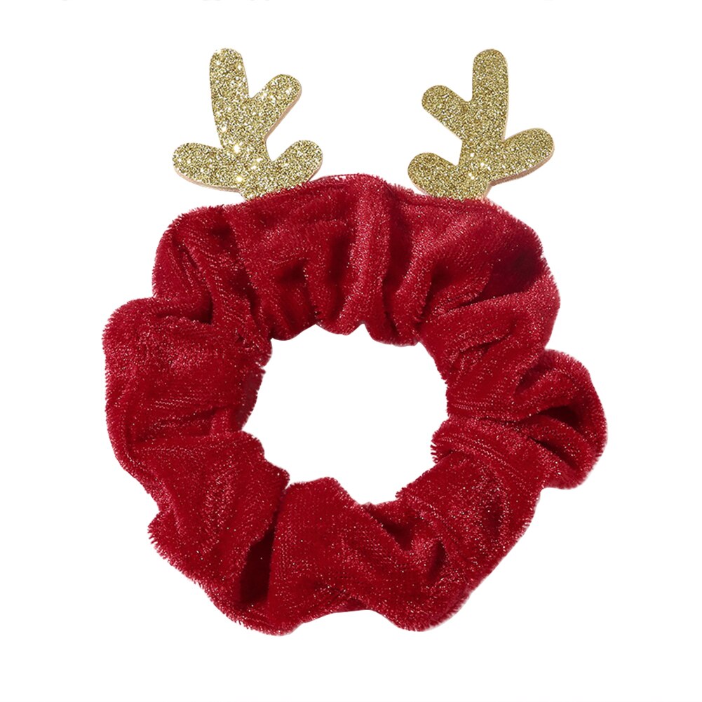 Vrouwen schattige elanden paardenstaart houder haar ring feest huis decoratie benodigdheden flanellen haar touw elastische scrunchies: Rood