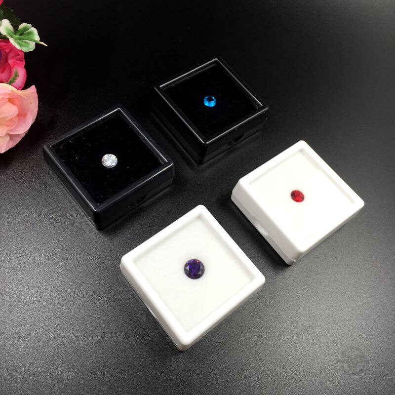 Zwart En Wit 4X4 Cm 1 Stks/partij Diamant Display Box Plastic Diamond Case Stone Doos Gem opslag Draagtas Organizer