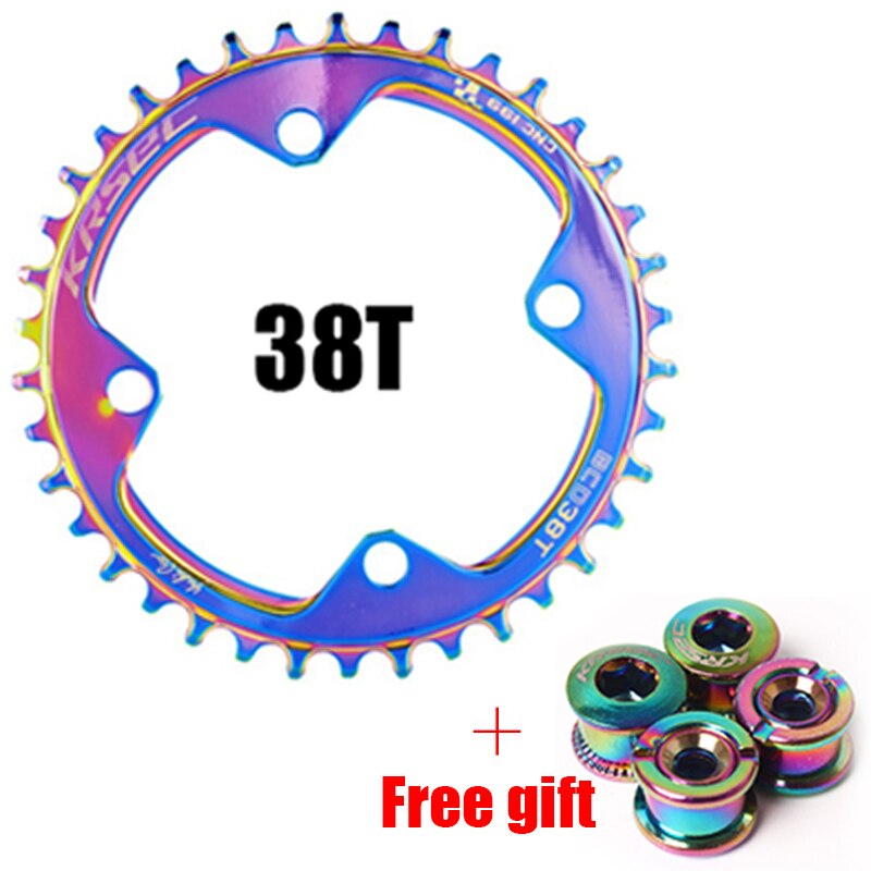 Krsec mtb cykelkædering smal bredt kædehjul 32/34/36/38t til 8/9/10/11s kædering med 4pc bolte kranksæt cykeldele: 38t med 4pc bolte