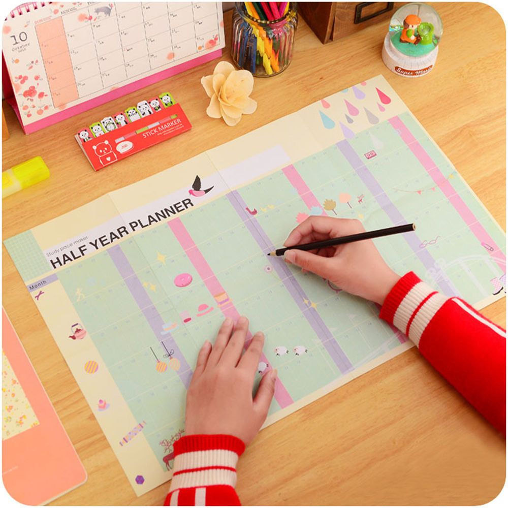 Half Year Planner Calendar Study Marker Learning Working Plan Table Notice Writing Pads Planners Office School Supply Timetable