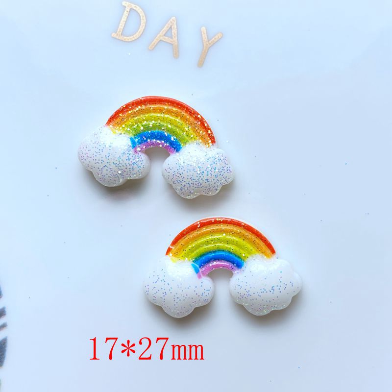 10Pcs Hars Leuke Gemengde Heldere Regenboog Serie Platte Achterkant Cabochon Plakboek Kawaii Diy Embellishments Accessoires: W