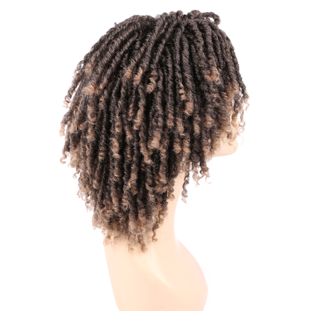 Peluca corta de rastas para mujeres negras, pelucas Afro rizadas, sintéticas, resistentes al calor, transpirables, trenzas de pelo sintético: 4/27HL