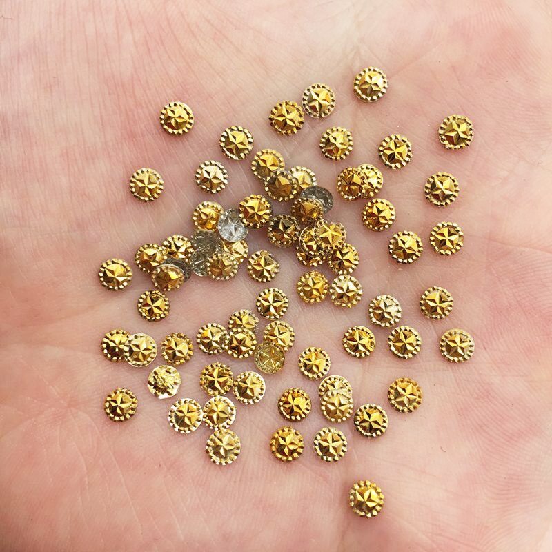 Shiny 500 Pcs Gold 4 Mm Ronde Star Plaksteen Rhinestone Scrapbook Diy Wedding Applicaties Manicure Ornamenten SF880