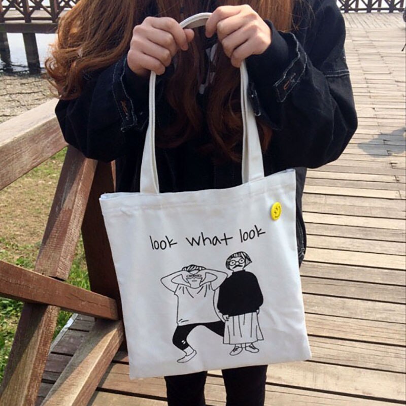 Ladies Handbags Canvas Tote Bag Cotton Cloth Shoulder Shopper Bags for Women Eco Foldable Reusable Shopping Bags