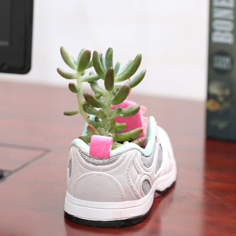 Imiterede sneakers harpiks urtepotte sukkulenter potte desktop blomsterarrangement container bolig dekoration planter
