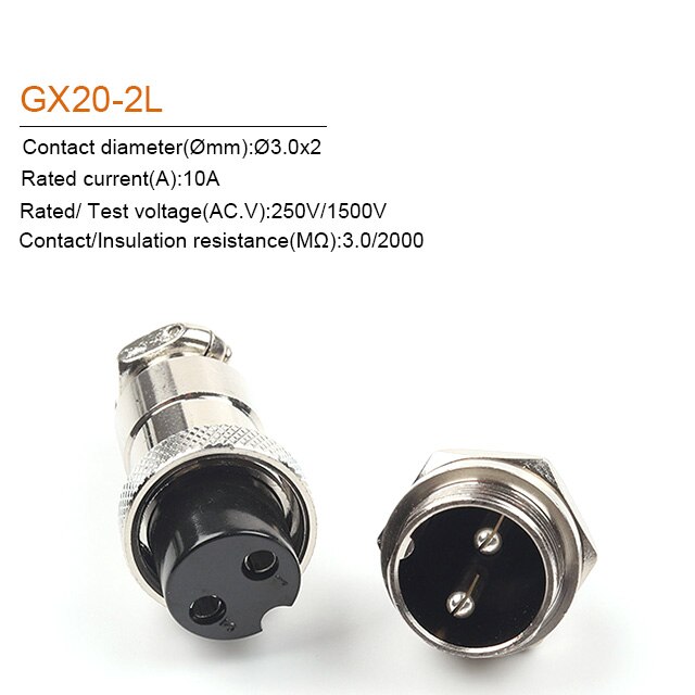 1Set GX20 2/3/4/5/6/7/8/9/10/12/14/15 Pin 20Mm Male + Vrouwelijke Circulaire Moer Type Draad Panel Aviation Connector Socket Plug: GX20-2 Nut type