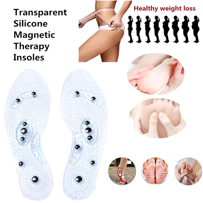 1 paar Magnetische Therapie Siliconen Inlegzolen Transparante Gewichtsverlies Afslanken Binnenzool Massage Voetverzorging Schoen Pad Inlegzolen