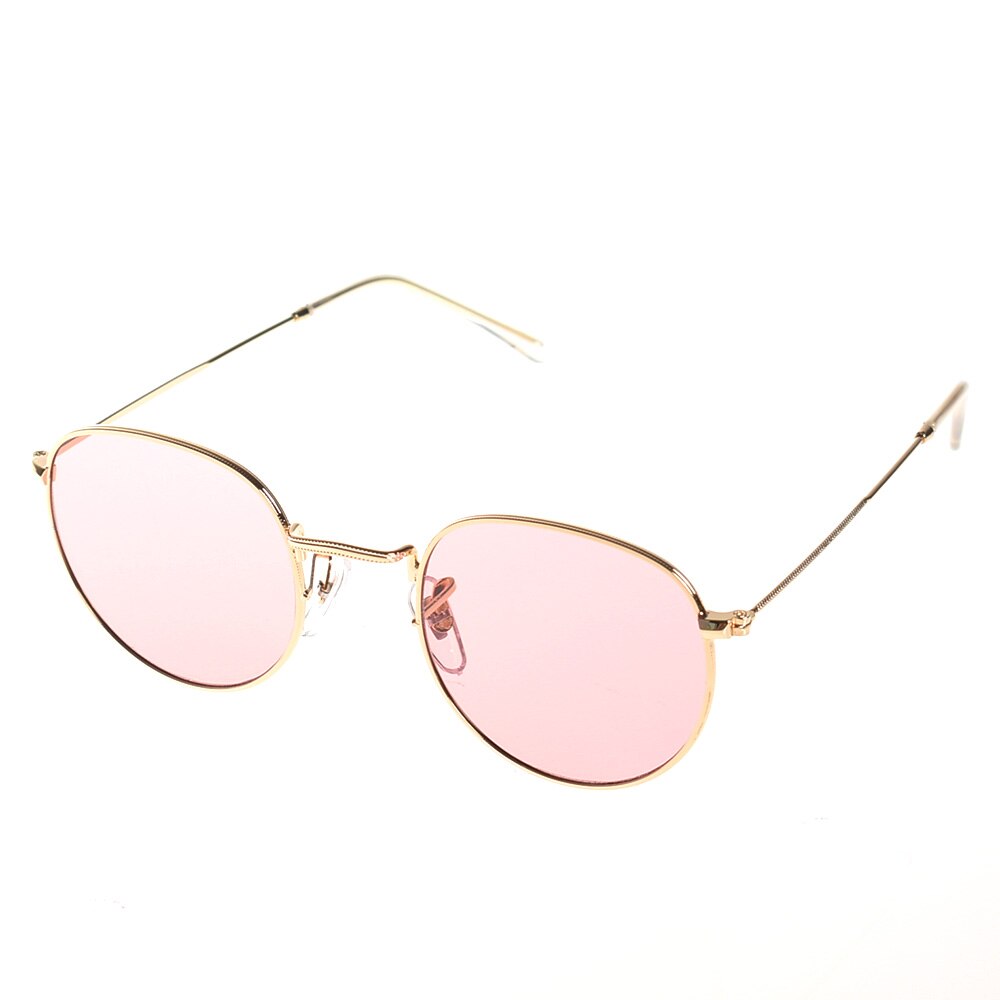 Cat eye vintage mærke rose guld spejl solbriller til kvinder metal reflekterende flad linse solbriller: Lyserød