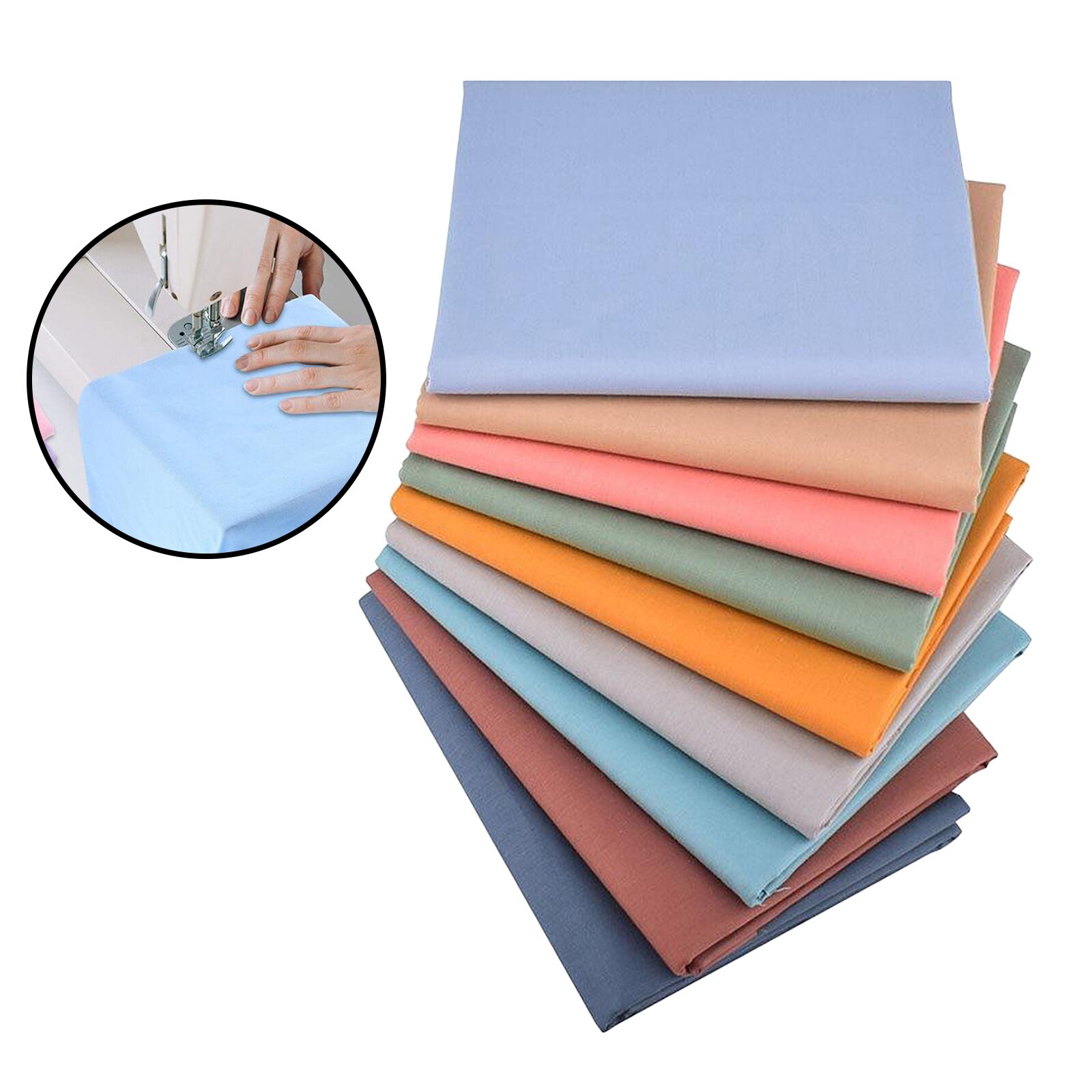 9Sheets 19.69x19.69Inch Solid Cotton Fabric By the Yard Multicolor Fabric