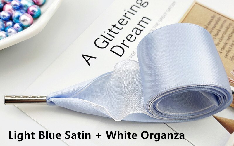 Boutique Schnürsenkel 19 Farbe 3,2 cm Breite Doppel Satin Organza Schnürsenkel Schöne Spitze Verbreitert Freizeit Sport Schuhe Schnürsenkel: Light Blue White
