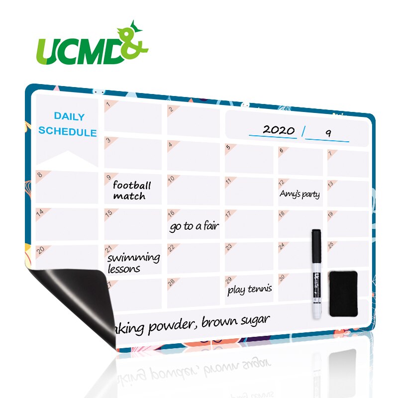 Magnetische Uitwisbaar Kalender Tijdschema Schrijven Opmerking Message Board Organizer Koelkast Magneten Leren Educatief Speelgoed Voor Kinderen