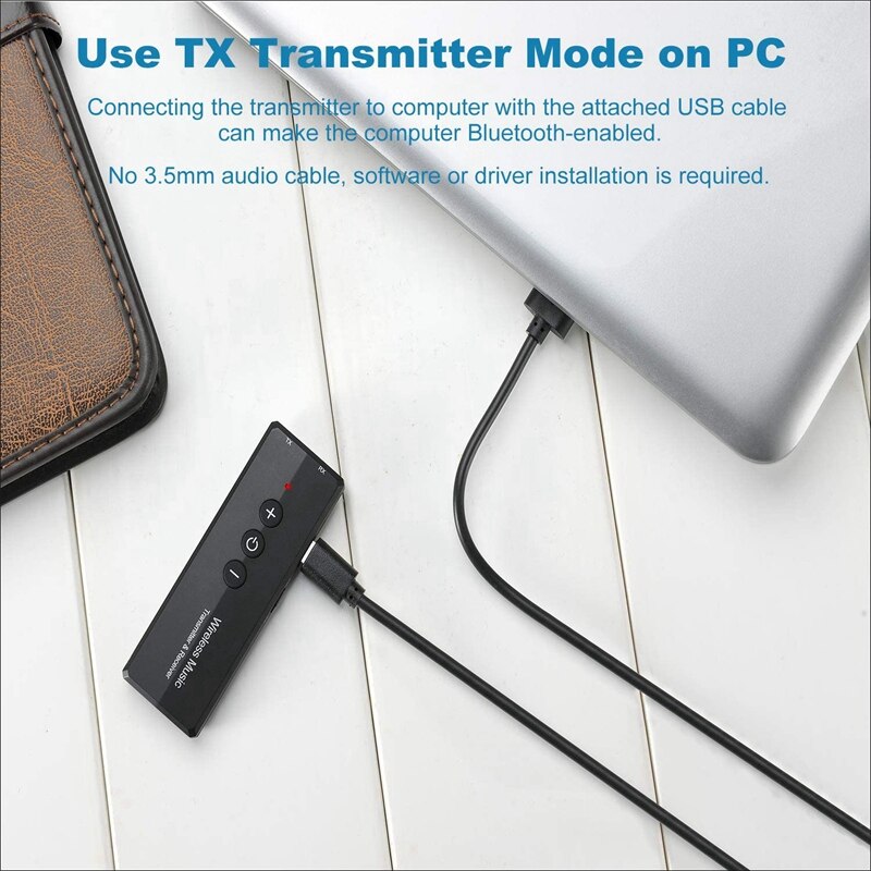 Bluetooth 5.0 Transmitter Receiver 3-In-1, Wireless 3.5Mm Audio Adapter For TV PC Headphones Home Sounds System Car
