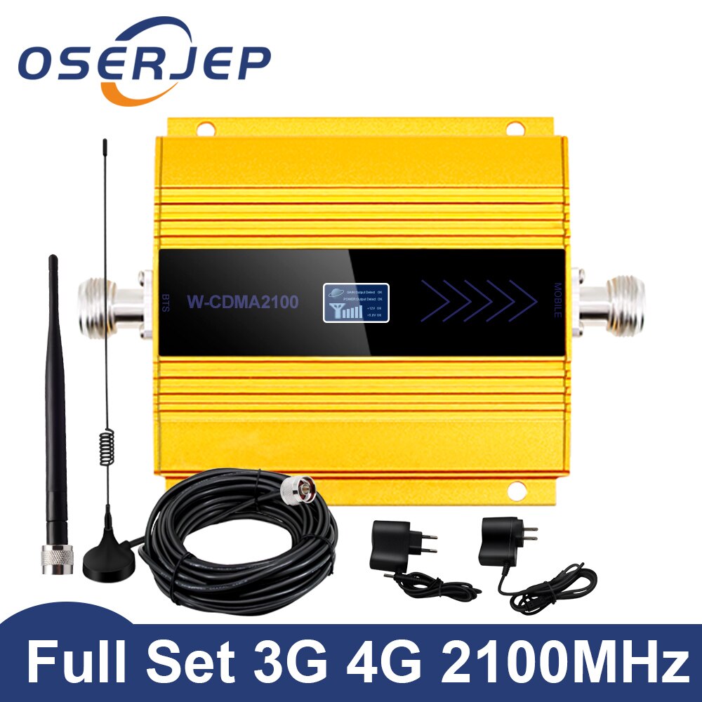 Oserjep 4g lte repetidor de sinal móvel 1800 mhz celular gsm 1800 mhz celular display lcd + otário antena: 1 set 2100MHz