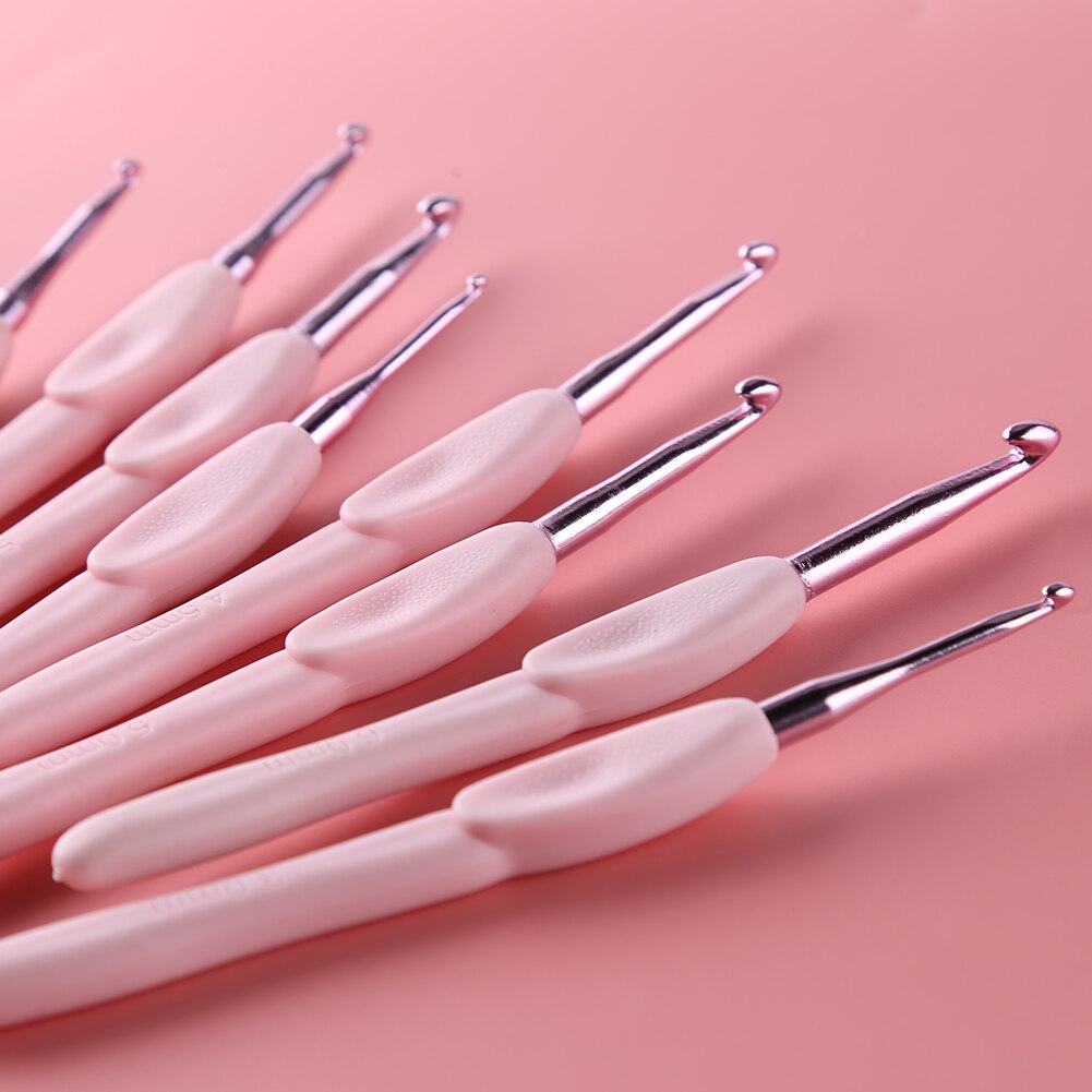 8Pcs Crochet Hook Knitting Needles Set Plastic Handle DIY Craft Sewing Kits Stitches Tools for Weaving Sewing Crafts