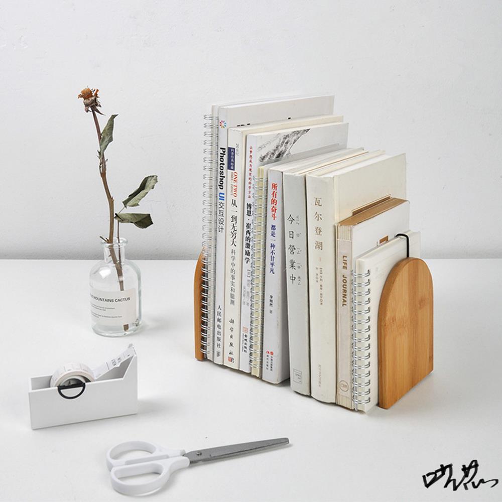 1Pc Nature Bamboo Bookends Wood Book Ends Magazine Holder Shelf Bookrack Office Desktop Organizer Book Stand Stationery