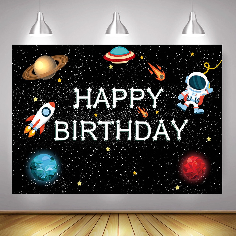 Space Planet Theme Photography Backdrop - Birthday, Baby Shower, Kids Astronaut Adventure Photocall