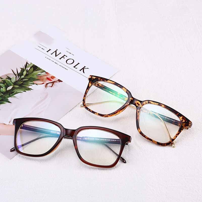 Gafas graduadas con montura cuadrada para hombre y mujer, anteojos con montura cuadrada, Retro, de leopardo, grandes, óptica