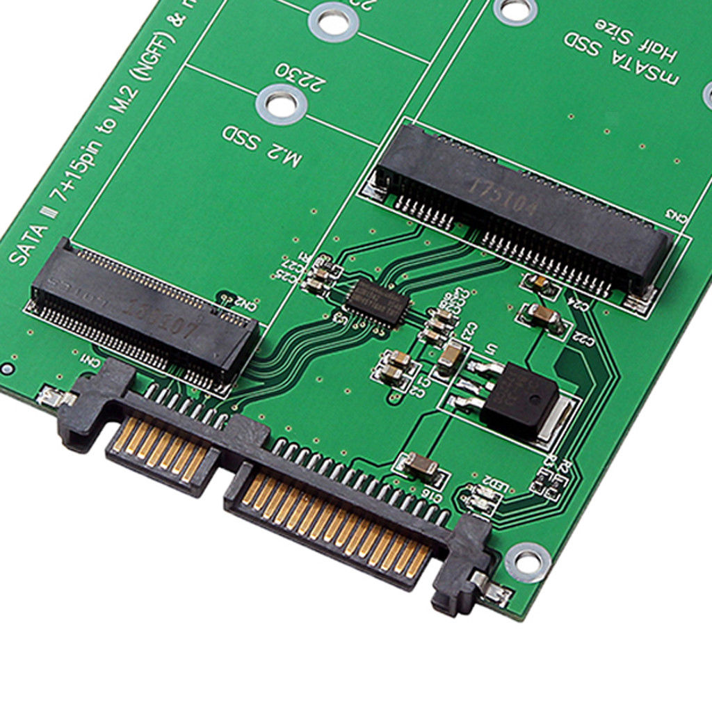 M.2 NGFF MSATA 2 en 1 de 2,5 pulgadas, tamaño múltiple, SSD a tarjeta convertidora SATA III
