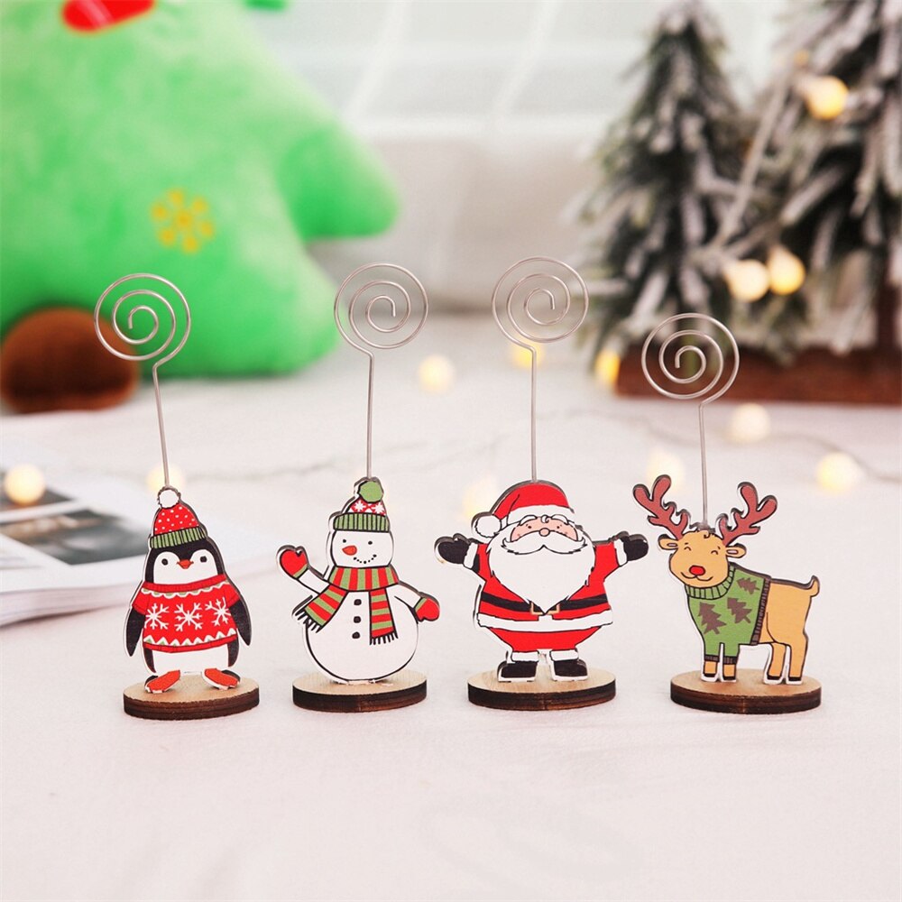 1pc Kawaii Karikatur Weihnachten Karte Halfter Santa Schneemann Elch Pinguin Memo Clip Hinweis Halfter Schule Büro Liefert Schreibtisch Dekoration
