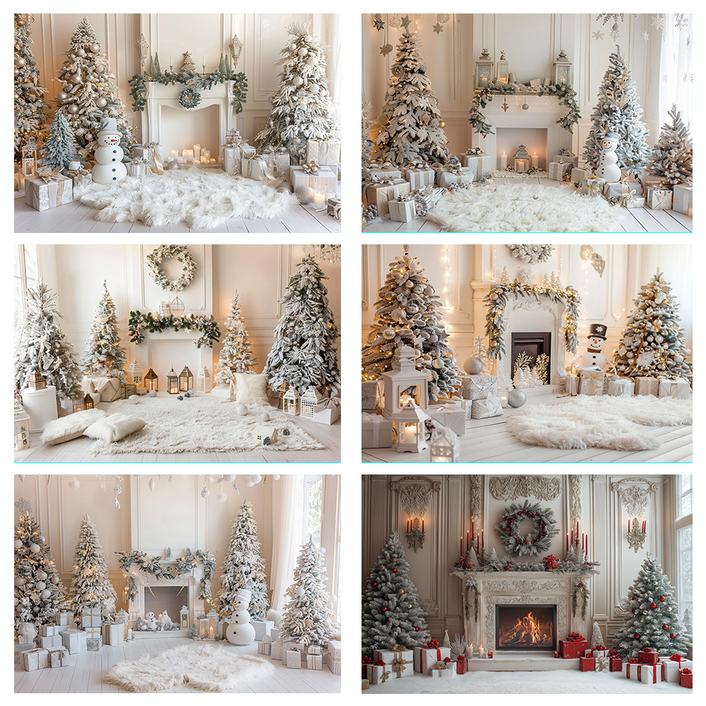 Mocsicka Winter Christmas Photography Background Gorgeous Mantel Decoration Party Family Portrait Photo Backdrops Studio