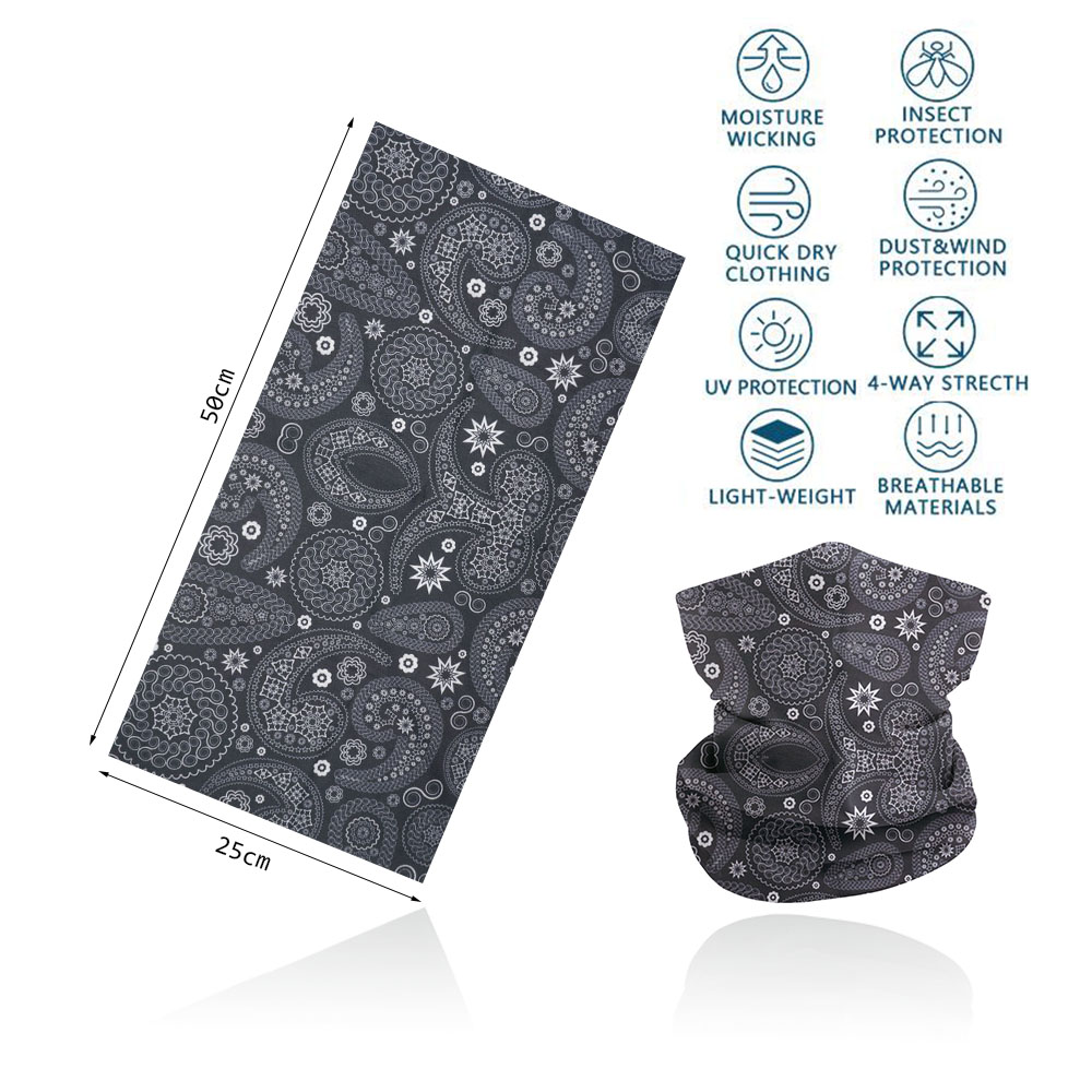 Colorful Paisley Neck Gaiter for Women Men Art Printed Windproof Riding Hiking Face Bandanas Headband Seamless Balaclava Scarf