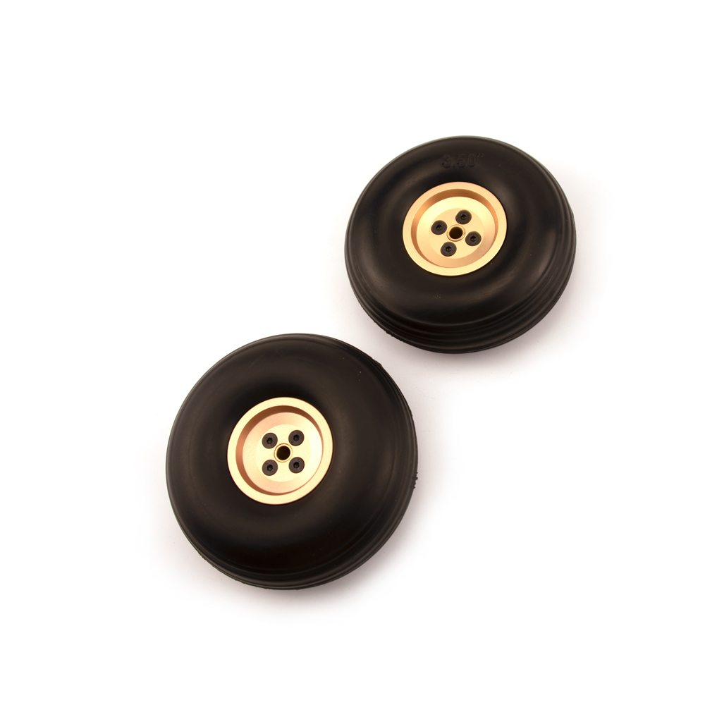 2PCS RC Airplane PU Wheels Tires With Aluminum Alloy Golden Hub 1inch to 5inch for Aircraft Model