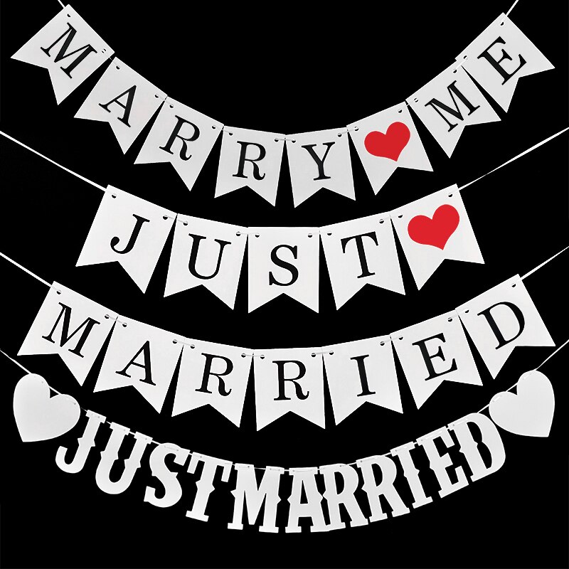 Wedding Decoration Bride/groom White"JUST MARRIED&amp;MARRY ME "letter Paper Garland Banner Paper Garland Banner Event Party Supply