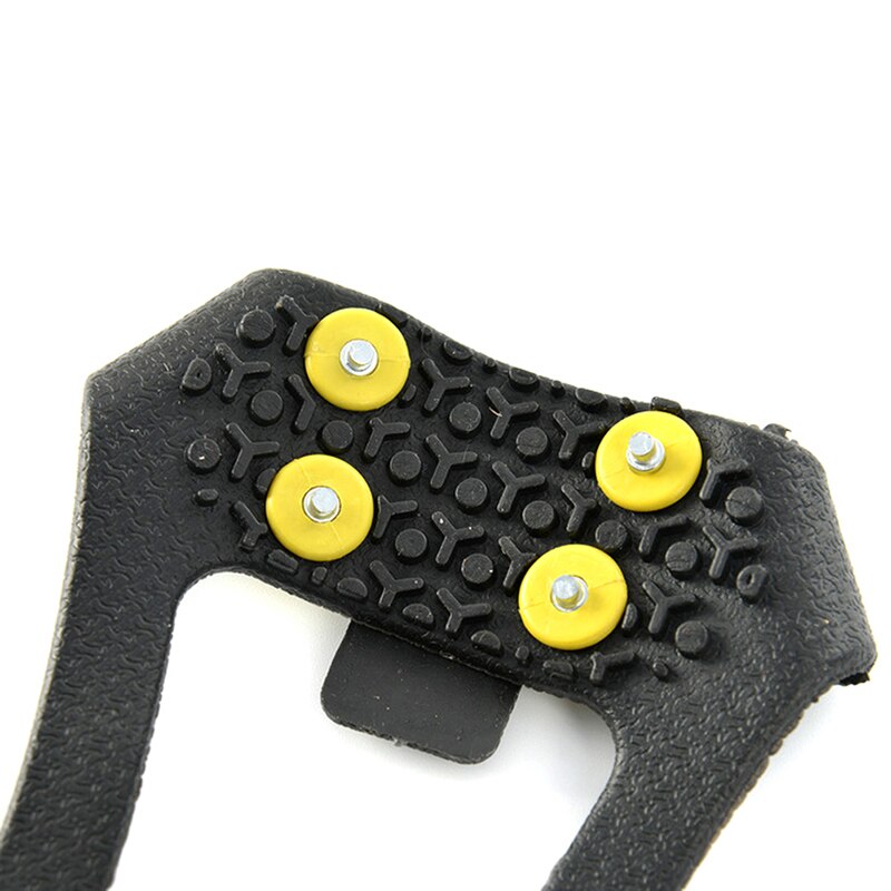 1 Pair Ice Snow Grips Cleat Over Shoe Boot Rubber Spikes Anti Slip Studs Crampons Stretch Footwear 10 Steel Studs