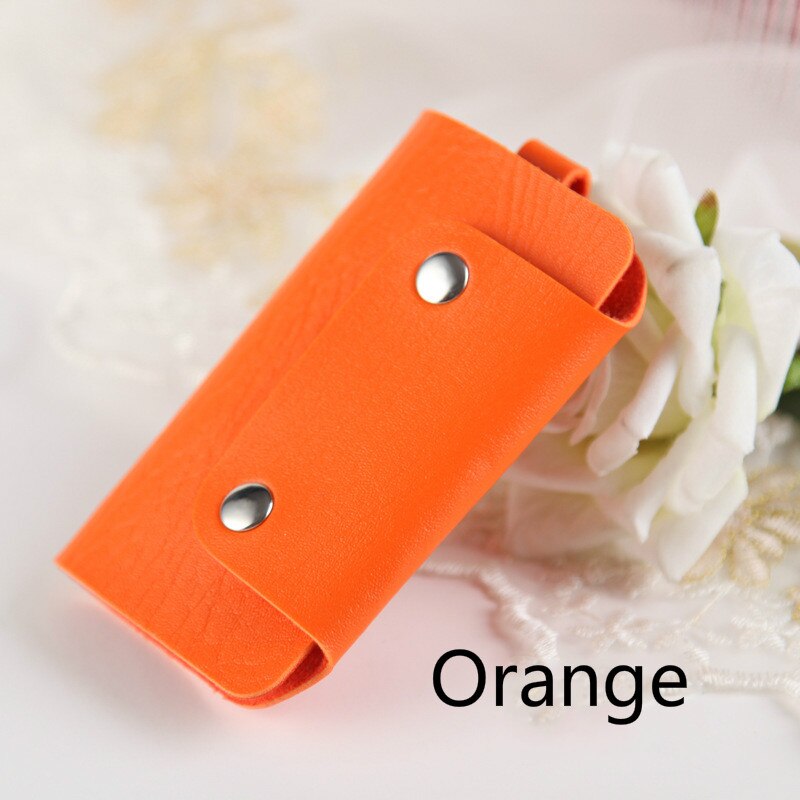 Pu læder husholderske indehavere bil nøglering nøgleholder taske taske tegnebog betræk læder nøgleholder læder nøglering: Orange