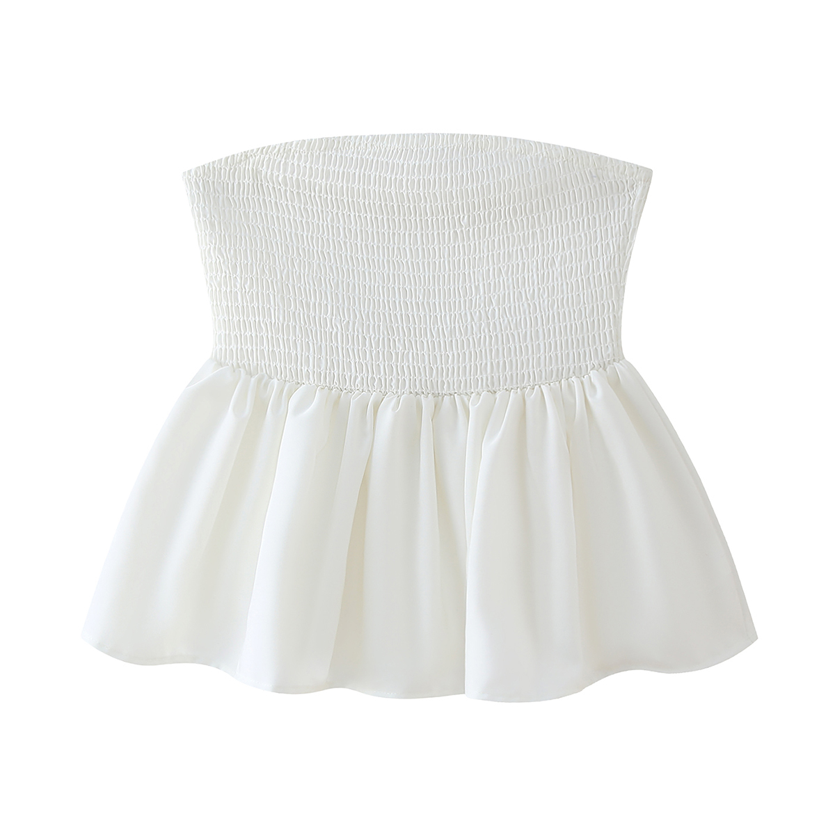 Top corto con estampado floral, busto fruncido, camisola sin tirantes, parte inferior con volantes, ropa de verano para mujer