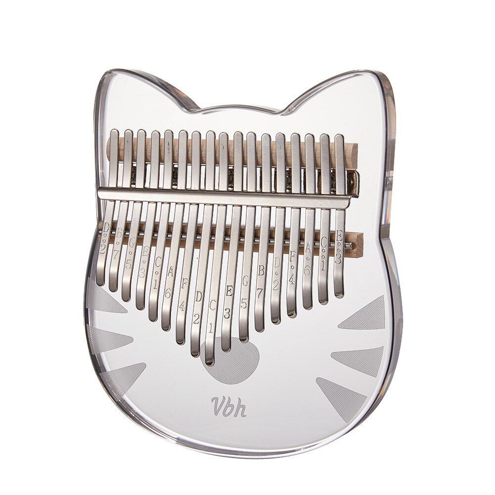 Nalu For Youth 17 key Kalimba Crystal Cat Shape Acrylic Thumb Piano Mbira Calimba Transparent Keyboard Musical EVA Piano Case: Default Title
