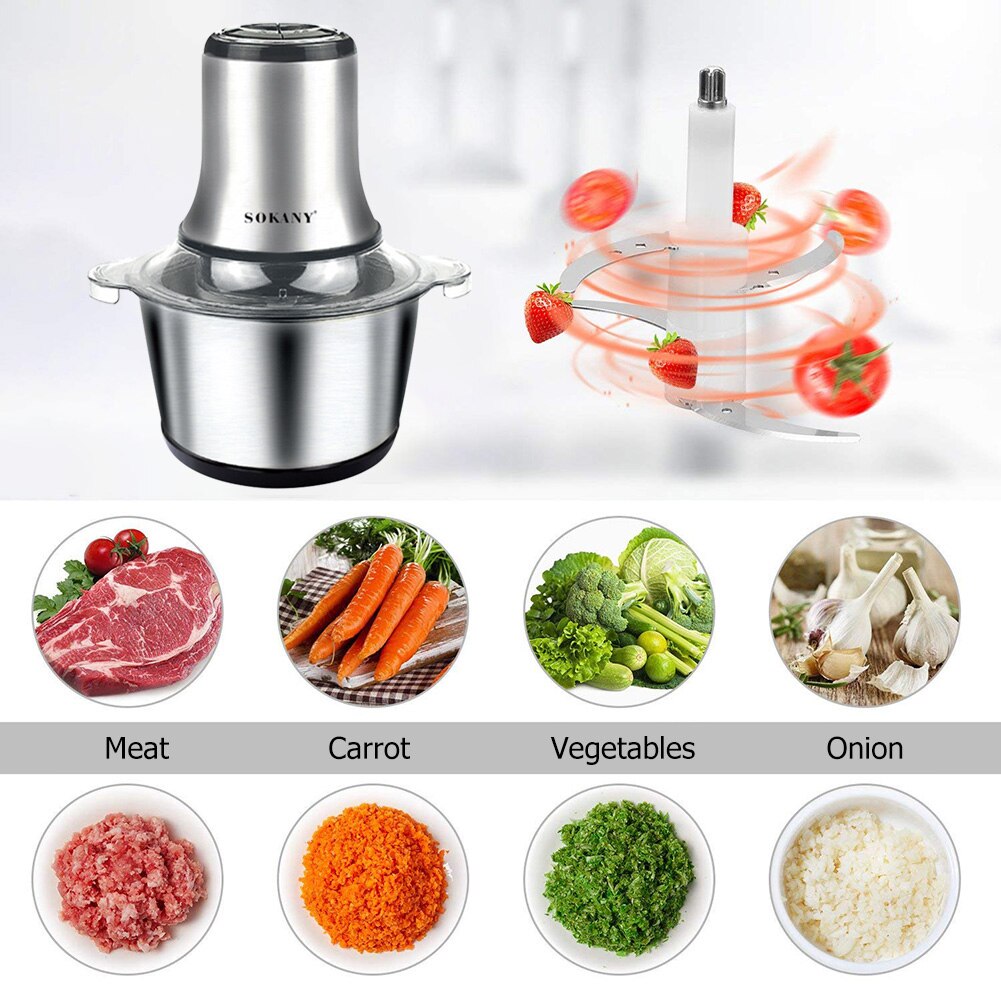 Stainless Steel Electric Chopper Meat Grinder Mincer Food Processor Slicer Egg Beater Vegetable Meat Grinder Vegetable Meat