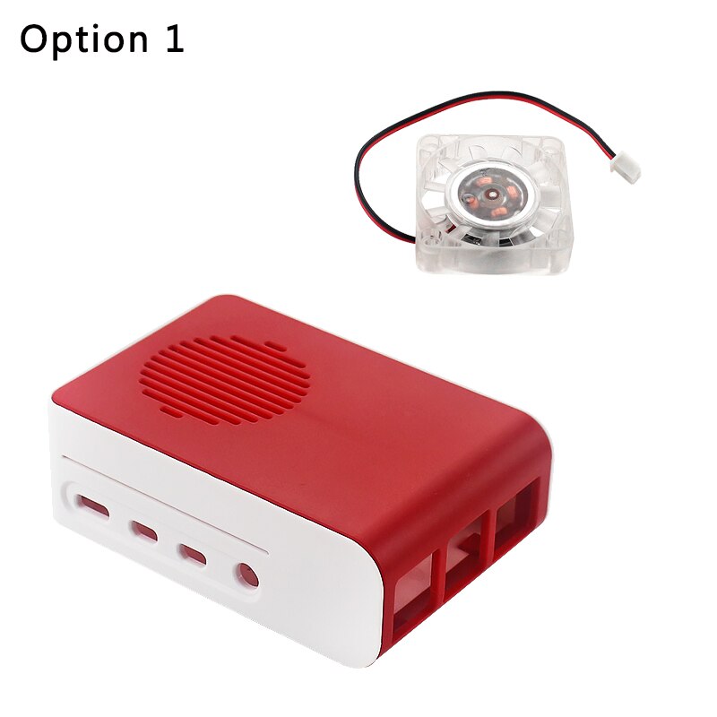 Raspberry Pi 4 ABS Case with LED Backlight Cooling Fan Red White Housing Sliding Cover Shell for Raspberry Pi 4 Model B: Red
