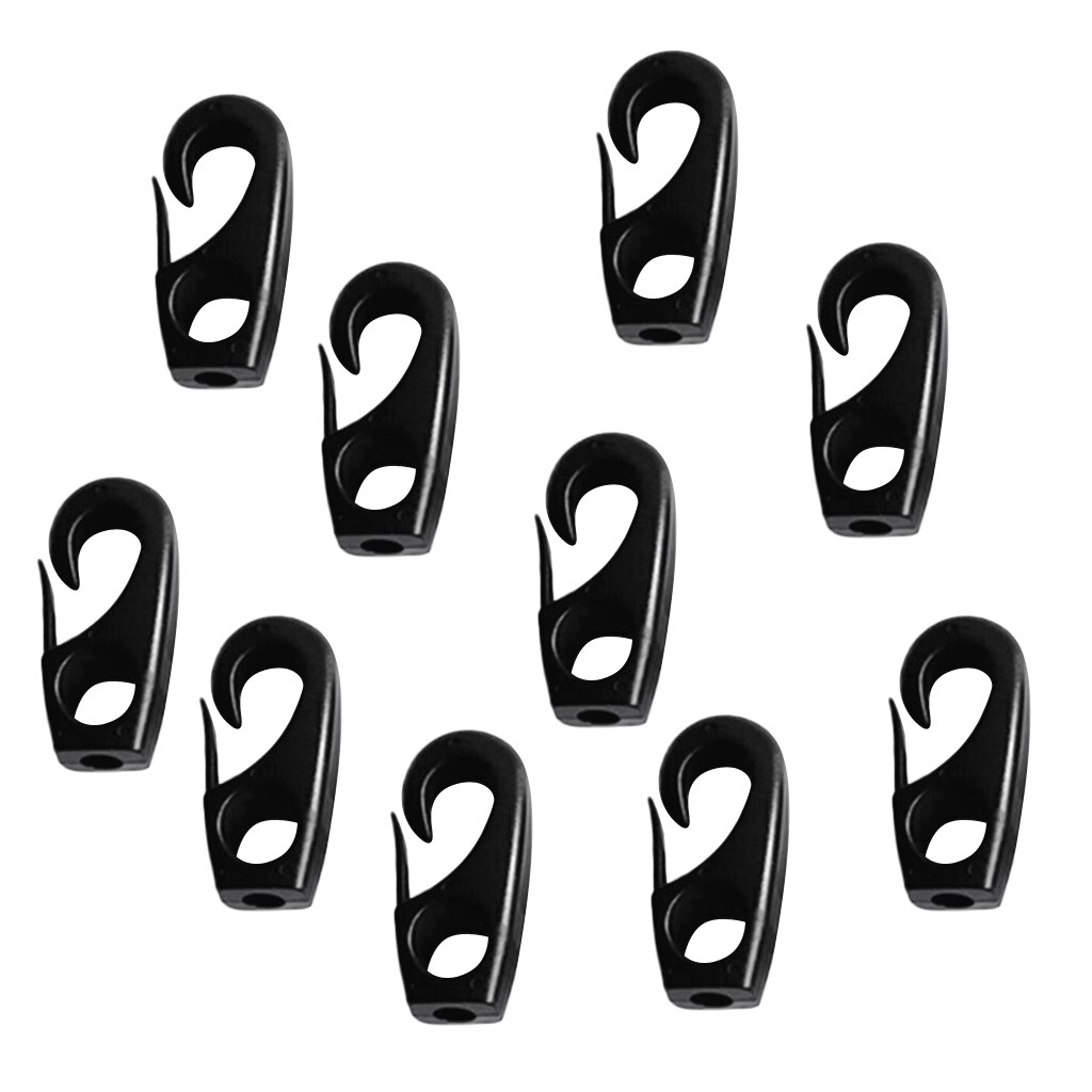 10 Stuks Zwart Plastic 7Mm Elastische Bungee Touw Shock Cord Haken Voor Bevestiging Zeildoek, Banner, Cover, kajak