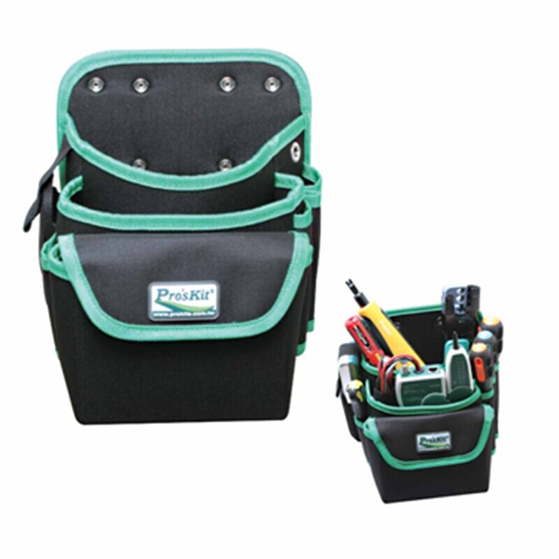 Pro'sKit Tool Bag Multi-layer Canvas Water Repellent Tool Holster Repair Woodworking Storage Pouch Electric Drill Waist Bag