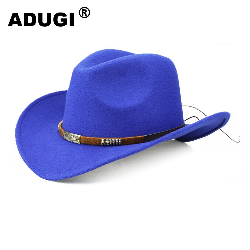 ADUGIMen y de las mujeres de lana de sombrero de vaquero Casual de primavera y verano sombrero de Europa y América, estilo de de viajes al aire libre protector solar: Azul