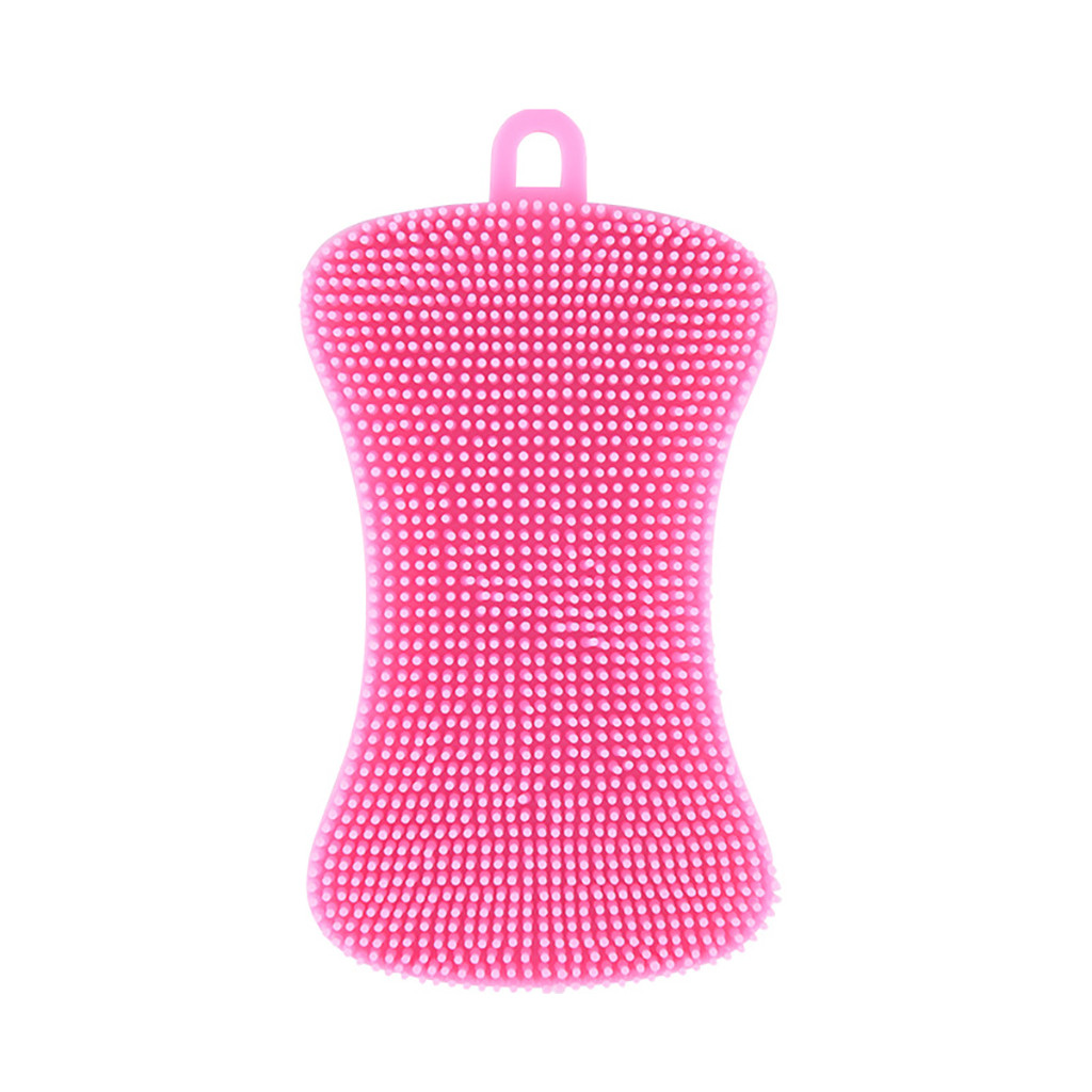 1pcs Silicone Dish Washing Sponge Scrubber Kitchen Cleaning Tool Scouring Pads Cooking Cleaning Tool Kitchen Accessories#T3: Pink 